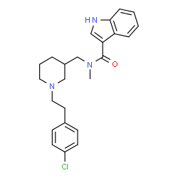 ChemSpider 2D Image | N-({1-[2-(4-Chlorophenyl)ethyl]-3-piperidinyl}methyl)-N-methyl-1H-indole-3-carboxamide | C24H28ClN3O