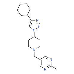 ChemSpider 2D Image | 5-{[4-(4-Cyclohexyl-1H-1,2,3-triazol-1-yl)-1-piperidinyl]methyl}-2-methylpyrimidine | C19H28N6