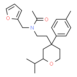 ChemSpider 2D Image | N-(2-Furylmethyl)-N-{2-[2-isopropyl-4-(4-methylphenyl)tetrahydro-2H-pyran-4-yl]ethyl}acetamide | C24H33NO3