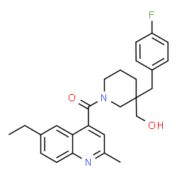 ChemSpider 2D Image | (6-Ethyl-2-methyl-4-quinolinyl)[3-(4-fluorobenzyl)-3-(hydroxymethyl)-1-piperidinyl]methanone | C26H29FN2O2