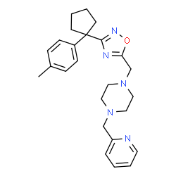 ChemSpider 2D Image | 1-({3-[1-(4-Methylphenyl)cyclopentyl]-1,2,4-oxadiazol-5-yl}methyl)-4-(2-pyridinylmethyl)piperazine | C25H31N5O