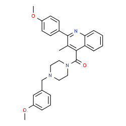 ChemSpider 2D Image | [4-(3-Methoxybenzyl)-1-piperazinyl][2-(4-methoxyphenyl)-3-methyl-4-quinolinyl]methanone | C30H31N3O3