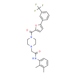 ChemSpider 2D Image | N-(2,3-Dimethylphenyl)-2-(4-{5-[3-(trifluoromethyl)phenyl]-2-furoyl}-1-piperazinyl)acetamide | C26H26F3N3O3
