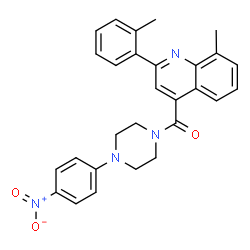 ChemSpider 2D Image | [8-Methyl-2-(2-methylphenyl)-4-quinolinyl][4-(4-nitrophenyl)-1-piperazinyl]methanone | C28H26N4O3