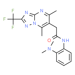 ChemSpider 2D Image | N-[2-(Dimethylamino)phenyl]-2-[5,7-dimethyl-2-(trifluoromethyl)[1,2,4]triazolo[1,5-a]pyrimidin-6-yl]acetamide | C18H19F3N6O