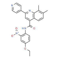 ChemSpider 2D Image | N-(4-Ethoxy-2-nitrophenyl)-7,8-dimethyl-2-(4-pyridinyl)-4-quinolinecarboxamide | C25H22N4O4