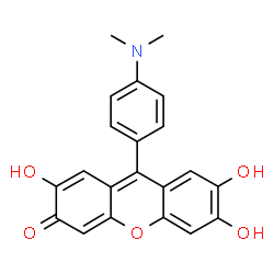 ChemSpider 2D Image | 9-[4-(Dimethylamino)phenyl]-2,6,7-trihydroxy-3H-xanthen-3-one | C21H17NO5