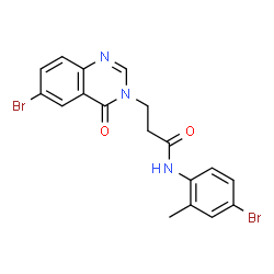 ChemSpider 2D Image | N-(4-Bromo-2-methylphenyl)-3-(6-bromo-4-oxo-3(4H)-quinazolinyl)propanamide | C18H15Br2N3O2