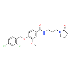 ChemSpider 2D Image | 4-[(2,4-Dichlorobenzyl)oxy]-3-methoxy-N-[3-(2-oxo-1-pyrrolidinyl)propyl]benzamide | C22H24Cl2N2O4