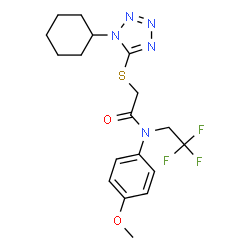 ChemSpider 2D Image | 2-[(1-Cyclohexyl-1H-tetrazol-5-yl)sulfanyl]-N-(4-methoxyphenyl)-N-(2,2,2-trifluoroethyl)acetamide | C18H22F3N5O2S