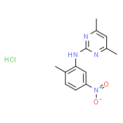 ChemSpider 2D Image | 4,6-Dimethyl-N-(2-methyl-5-nitrophenyl)-2-pyrimidinamine hydrochloride (1:1) | C13H15ClN4O2