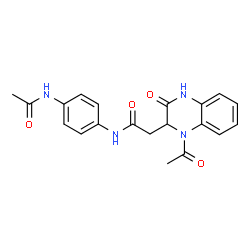 ChemSpider 2D Image | N-(4-Acetamidophenyl)-2-(1-acetyl-3-oxo-1,2,3,4-tetrahydro-2-quinoxalinyl)acetamide | C20H20N4O4