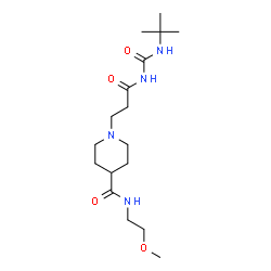 ChemSpider 2D Image | N-(2-Methoxyethyl)-1-(3-{[(2-methyl-2-propanyl)carbamoyl]amino}-3-oxopropyl)-4-piperidinecarboxamide | C17H32N4O4