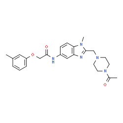 ChemSpider 2D Image | N-{2-[(4-Acetyl-1-piperazinyl)methyl]-1-methyl-1H-benzimidazol-5-yl}-2-(3-methylphenoxy)acetamide | C24H29N5O3