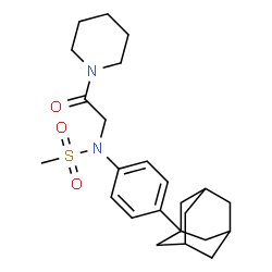 ChemSpider 2D Image | N-[4-(Adamantan-1-yl)phenyl]-N-[2-oxo-2-(1-piperidinyl)ethyl]methanesulfonamide | C24H34N2O3S