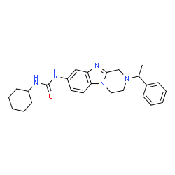ChemSpider 2D Image | 1-Cyclohexyl-3-[2-(1-phenylethyl)-1,2,3,4-tetrahydropyrazino[1,2-a]benzimidazol-8-yl]urea | C25H31N5O