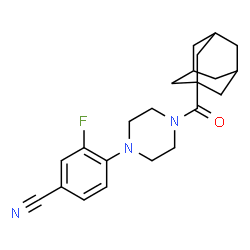 ChemSpider 2D Image | 4-[4-(Adamantan-1-ylcarbonyl)-1-piperazinyl]-3-fluorobenzonitrile | C22H26FN3O