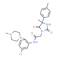 ChemSpider 2D Image | N-[5-Chloro-2-(4-methyl-1-piperazinyl)phenyl]-2-[4-methyl-4-(4-methylphenyl)-2,5-dioxo-1-imidazolidinyl]acetamide | C24H28ClN5O3