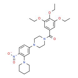 ChemSpider 2D Image | {4-[4-Nitro-3-(1-piperidinyl)phenyl]-1-piperazinyl}(3,4,5-triethoxyphenyl)methanone | C28H38N4O6