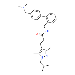 ChemSpider 2D Image | N-({4'-[(Dimethylamino)methyl]-2-biphenylyl}methyl)-3-(1-isobutyl-3,5-dimethyl-1H-pyrazol-4-yl)propanamide | C28H38N4O