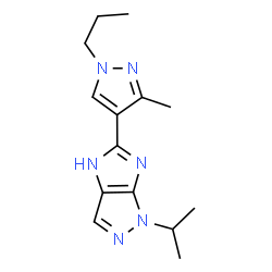 ChemSpider 2D Image | 1-Isopropyl-5-(3-methyl-1-propyl-1H-pyrazol-4-yl)-1,4-dihydroimidazo[4,5-c]pyrazole | C14H20N6
