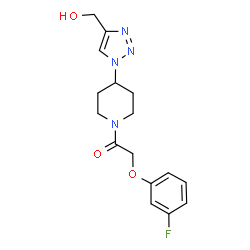 ChemSpider 2D Image | 2-(3-Fluorophenoxy)-1-{4-[4-(hydroxymethyl)-1H-1,2,3-triazol-1-yl]-1-piperidinyl}ethanone | C16H19FN4O3