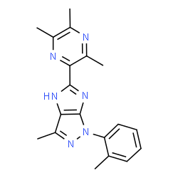 ChemSpider 2D Image | 3-Methyl-1-(2-methylphenyl)-5-(3,5,6-trimethyl-2-pyrazinyl)-1,4-dihydroimidazo[4,5-c]pyrazole | C19H20N6