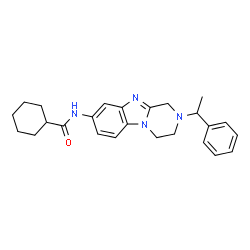 ChemSpider 2D Image | N-[2-(1-Phenylethyl)-1,2,3,4-tetrahydropyrazino[1,2-a]benzimidazol-8-yl]cyclohexanecarboxamide | C25H30N4O