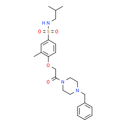 ChemSpider 2D Image | 4-[2-(4-Benzyl-1-piperazinyl)-2-oxoethoxy]-N-isobutyl-3-methylbenzenesulfonamide | C24H33N3O4S