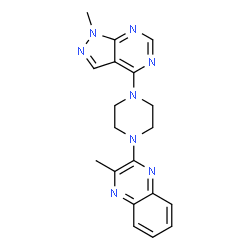 ChemSpider 2D Image | 2-Methyl-3-[4-(1-methyl-1H-pyrazolo[3,4-d]pyrimidin-4-yl)-1-piperazinyl]quinoxaline | C19H20N8