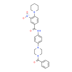 ChemSpider 2D Image | N-[4-(4-Benzoyl-1-piperazinyl)phenyl]-3-nitro-4-(1-piperidinyl)benzamide | C29H31N5O4