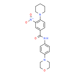 ChemSpider 2D Image | N-[4-(4-Morpholinyl)phenyl]-3-nitro-4-(1-piperidinyl)benzamide | C22H26N4O4