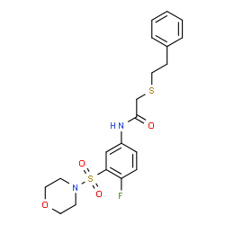 ChemSpider 2D Image | N-[4-Fluoro-3-(4-morpholinylsulfonyl)phenyl]-2-[(2-phenylethyl)sulfanyl]acetamide | C20H23FN2O4S2