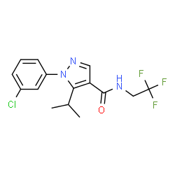 ChemSpider 2D Image | 1-(3-Chlorophenyl)-5-isopropyl-N-(2,2,2-trifluoroethyl)-1H-pyrazole-4-carboxamide | C15H15ClF3N3O