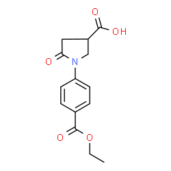 ChemSpider 2D Image | 1-[4-(Ethoxycarbonyl)phenyl]-5-oxo-3-pyrrolidinecarboxylic acid | C14H15NO5