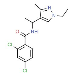 ChemSpider 2D Image | 2,4-Dichloro-N-[1-(1-ethyl-3-methyl-1H-pyrazol-4-yl)ethyl]benzamide | C15H17Cl2N3O