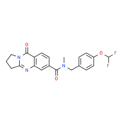 ChemSpider 2D Image | N-[4-(Difluoromethoxy)benzyl]-N-methyl-9-oxo-1,2,3,9-tetrahydropyrrolo[2,1-b]quinazoline-6-carboxamide | C21H19F2N3O3
