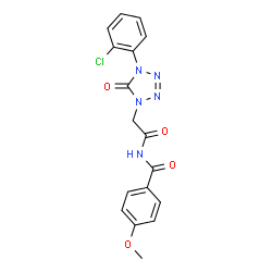 ChemSpider 2D Image | N-{[4-(2-Chlorophenyl)-5-oxo-4,5-dihydro-1H-tetrazol-1-yl]acetyl}-4-methoxybenzamide | C17H14ClN5O4