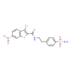 ChemSpider 2D Image | 3-Chloro-6-nitro-N-[2-(4-sulfamoylphenyl)ethyl]-1-benzothiophene-2-carboxamide | C17H14ClN3O5S2