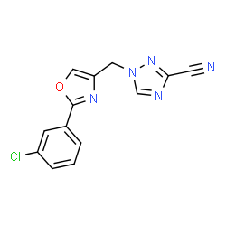 ChemSpider 2D Image | 1-{[2-(3-Chlorophenyl)-1,3-oxazol-4-yl]methyl}-1H-1,2,4-triazole-3-carbonitrile | C13H8ClN5O