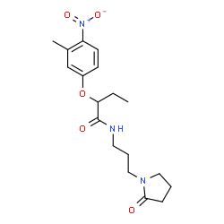 ChemSpider 2D Image | 2-(3-Methyl-4-nitrophenoxy)-N-[3-(2-oxo-1-pyrrolidinyl)propyl]butanamide | C18H25N3O5