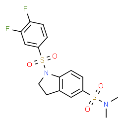 ChemSpider 2D Image | 1-[(3,4-Difluorophenyl)sulfonyl]-N,N-dimethyl-5-indolinesulfonamide | C16H16F2N2O4S2
