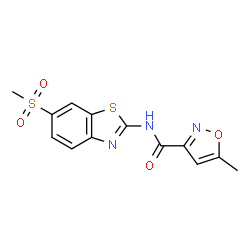 ChemSpider 2D Image | 5-Methyl-N-[6-(methylsulfonyl)-1,3-benzothiazol-2-yl]-1,2-oxazole-3-carboxamide | C13H11N3O4S2