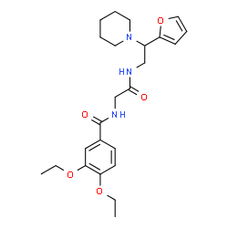ChemSpider 2D Image | 3,4-Diethoxy-N-(2-{[2-(2-furyl)-2-(1-piperidinyl)ethyl]amino}-2-oxoethyl)benzamide | C24H33N3O5