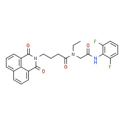 ChemSpider 2D Image | N-{2-[(2,6-Difluorophenyl)amino]-2-oxoethyl}-4-(1,3-dioxo-1H-benzo[de]isoquinolin-2(3H)-yl)-N-ethylbutanamide | C26H23F2N3O4