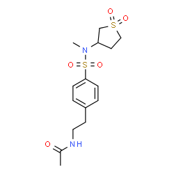 ChemSpider 2D Image | N-(2-{4-[(1,1-Dioxidotetrahydro-3-thiophenyl)(methyl)sulfamoyl]phenyl}ethyl)acetamide | C15H22N2O5S2