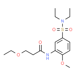 ChemSpider 2D Image | N-[5-(Diethylsulfamoyl)-2-methoxyphenyl]-3-ethoxypropanamide | C16H26N2O5S