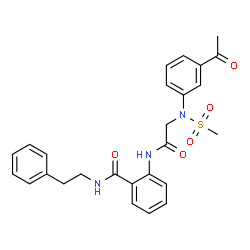 ChemSpider 2D Image | 2-{[N-(3-Acetylphenyl)-N-(methylsulfonyl)glycyl]amino}-N-(2-phenylethyl)benzamide | C26H27N3O5S