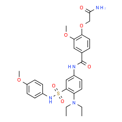 ChemSpider 2D Image | 4-(2-Amino-2-oxoethoxy)-N-{4-(diethylamino)-3-[(4-methoxyphenyl)sulfamoyl]phenyl}-3-methoxybenzamide | C27H32N4O7S