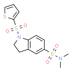 ChemSpider 2D Image | N,N-Dimethyl-1-(2-thienylsulfonyl)-5-indolinesulfonamide | C14H16N2O4S3